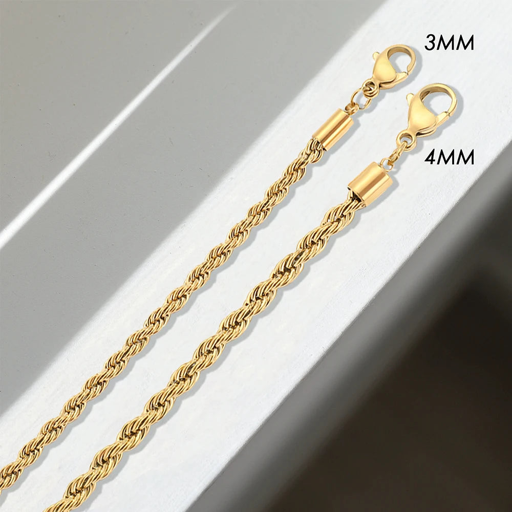 Twisted Rope Gold Chain Bracelet