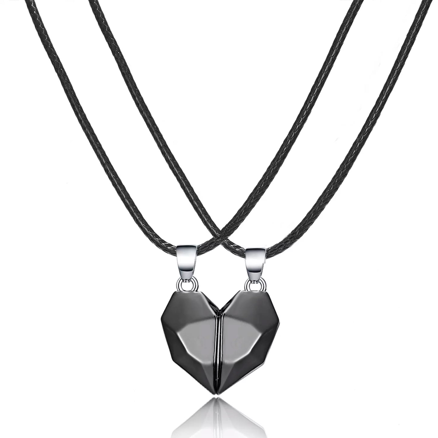 2Pcs Magnetic Heart Couple Necklace