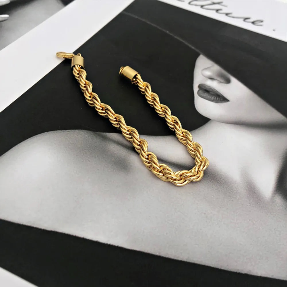 Twisted Rope Gold Chain Bracelet