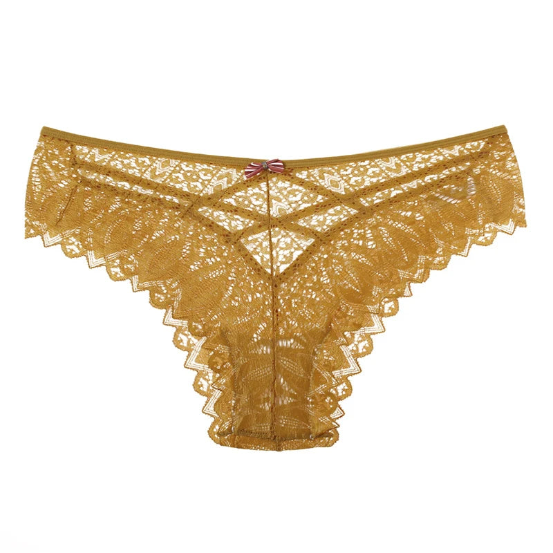 Yellow Low-Waist Hollow Out G-String Panties026808676422|41026808709190