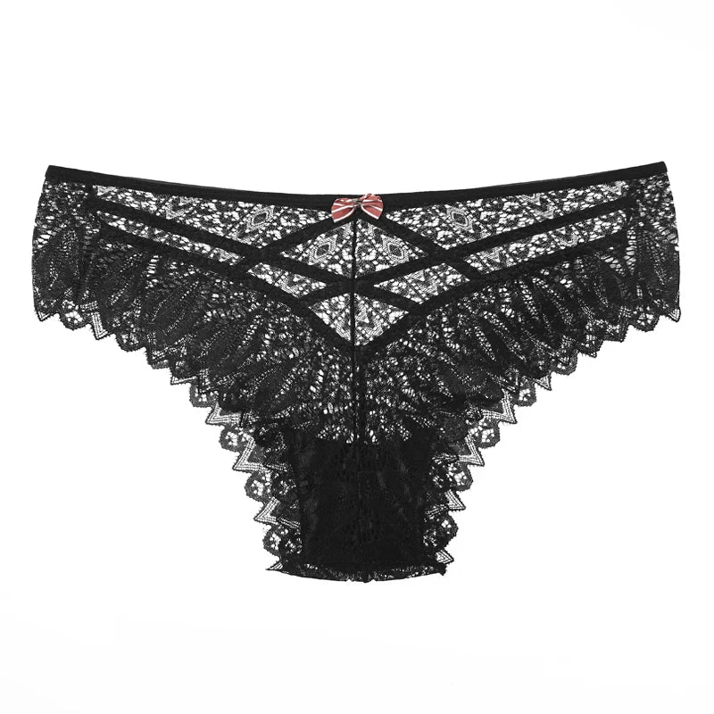 Black  Low-Waist Hollow Out G-String Panties