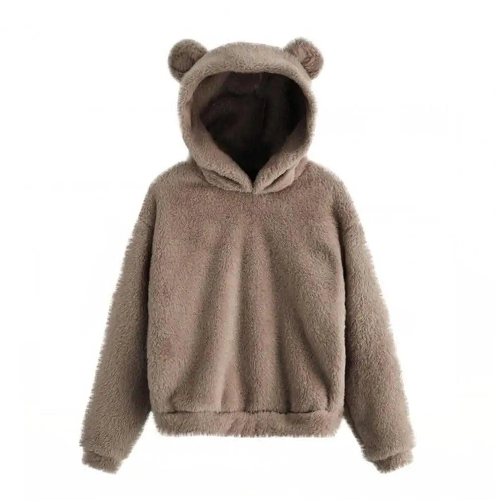 Khaki Snuggle Bunny Plush Hoodie