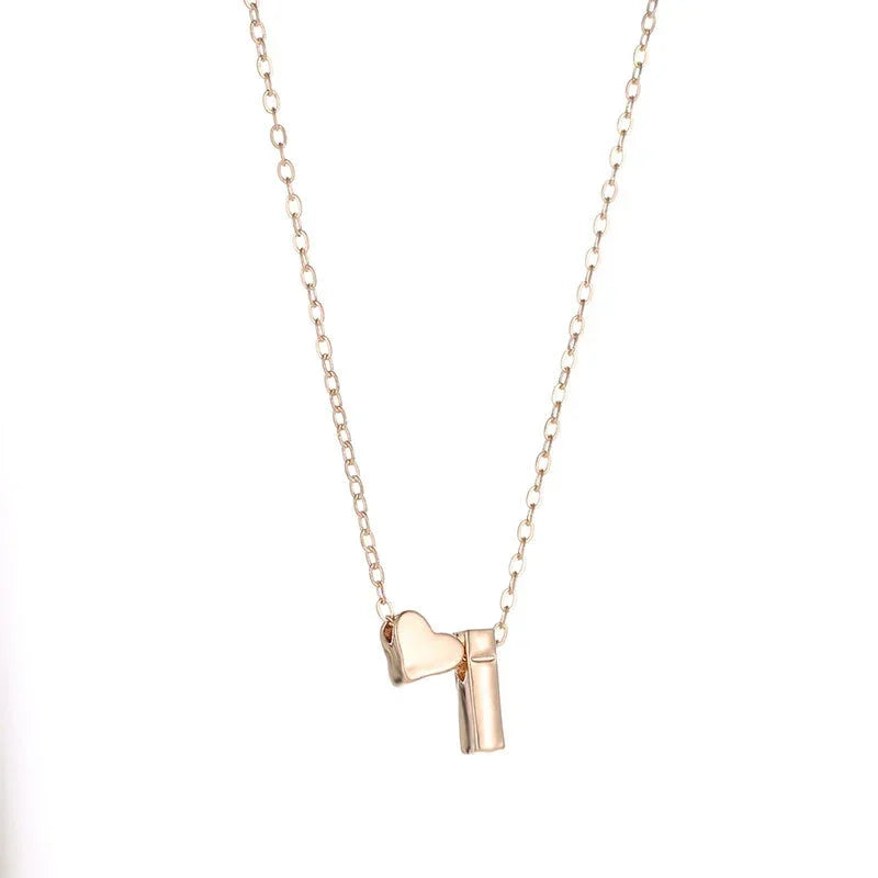 Sweet Heart Initial Gold Necklace
