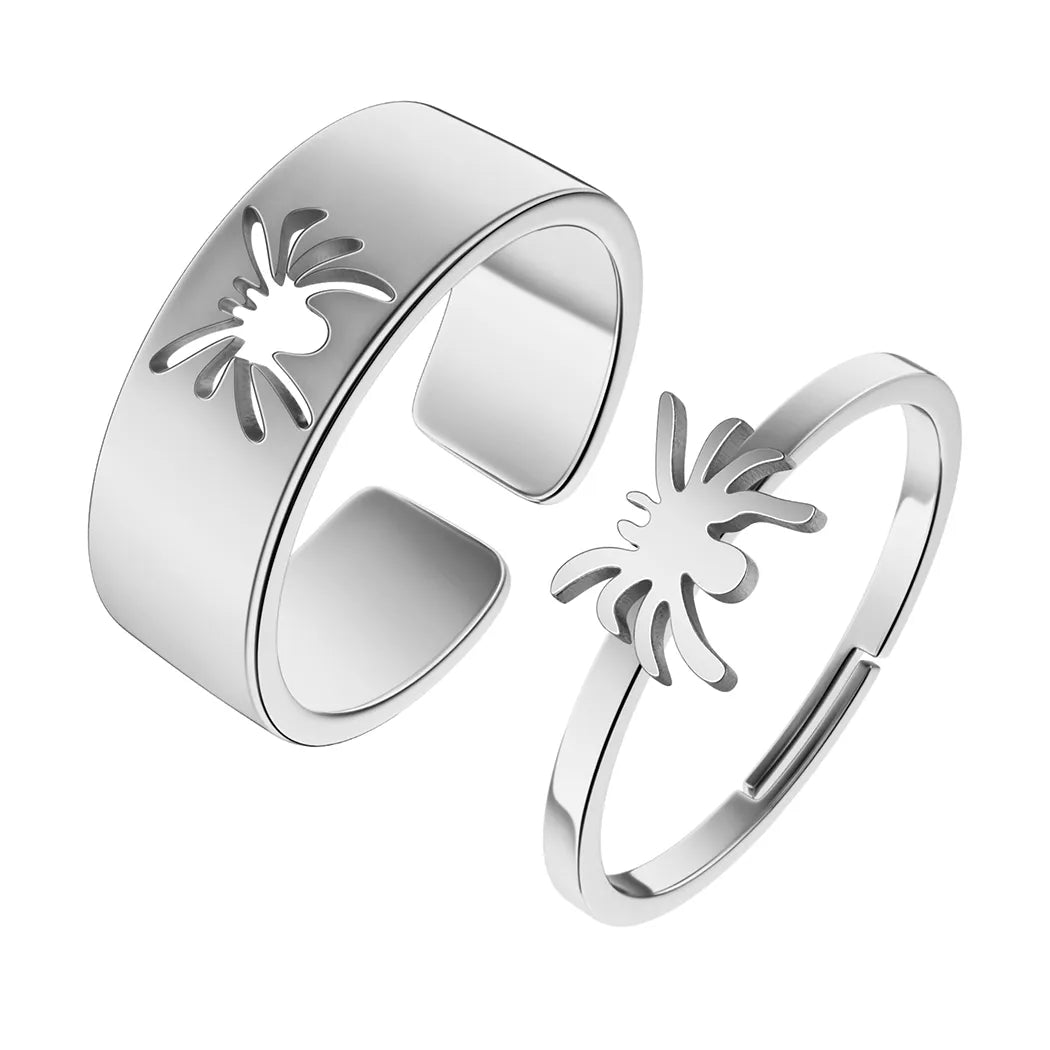Spider Matching Double Silver Promise Ring