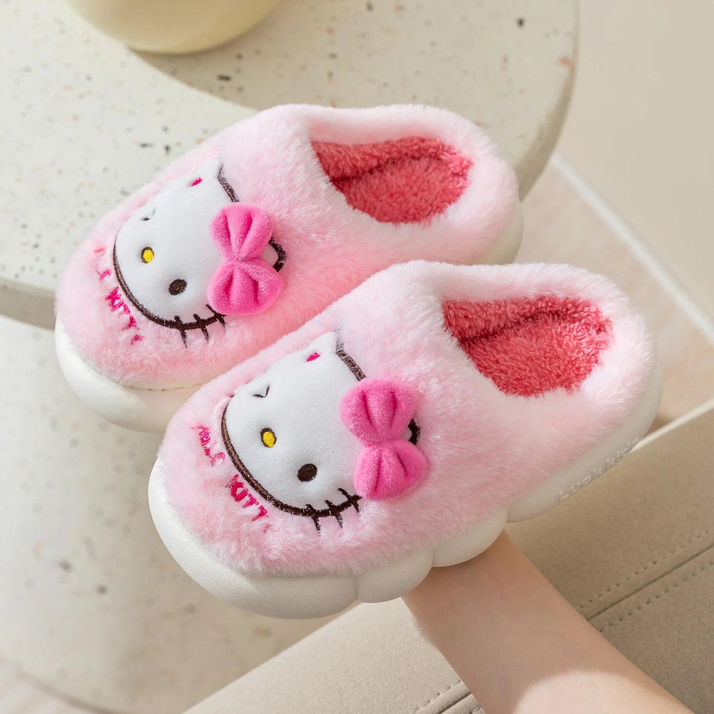 Hello Kitty Non-Slip Plush Slippers: Kawaii Cartoon Anime Gift for Girls