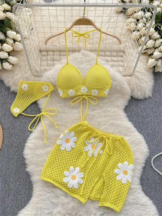 Alluring Two-Piece Summer Playful Yellow Bikini Set