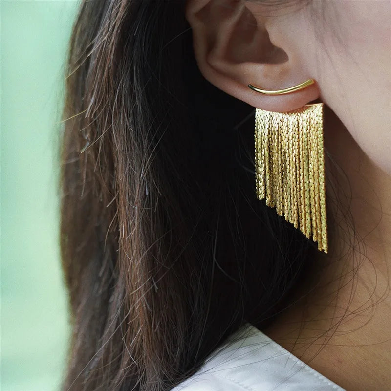 Golden Glam Tassel Gold Earrings