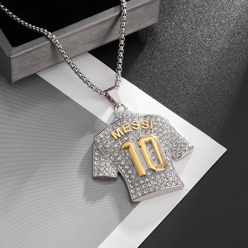 Messi No. 10 Jersey Silver Pendant Necklace