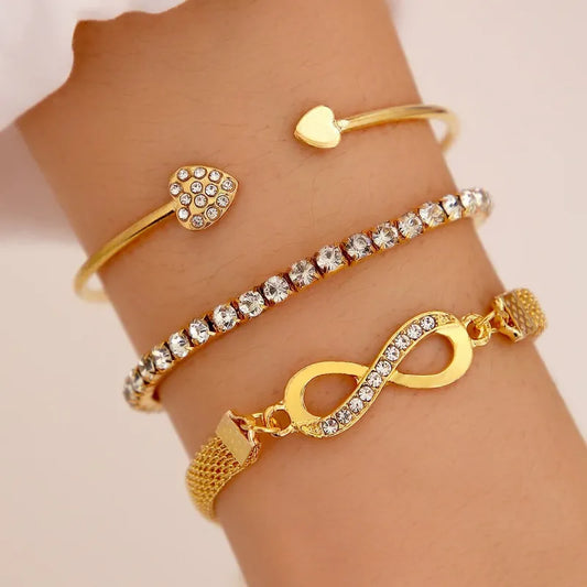 Infinity Charm Love Gold Bracelet Set
