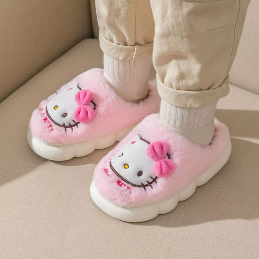 Hello Kitty Non-Slip Plush Slippers: Kawaii Cartoon Anime Gift for Girls