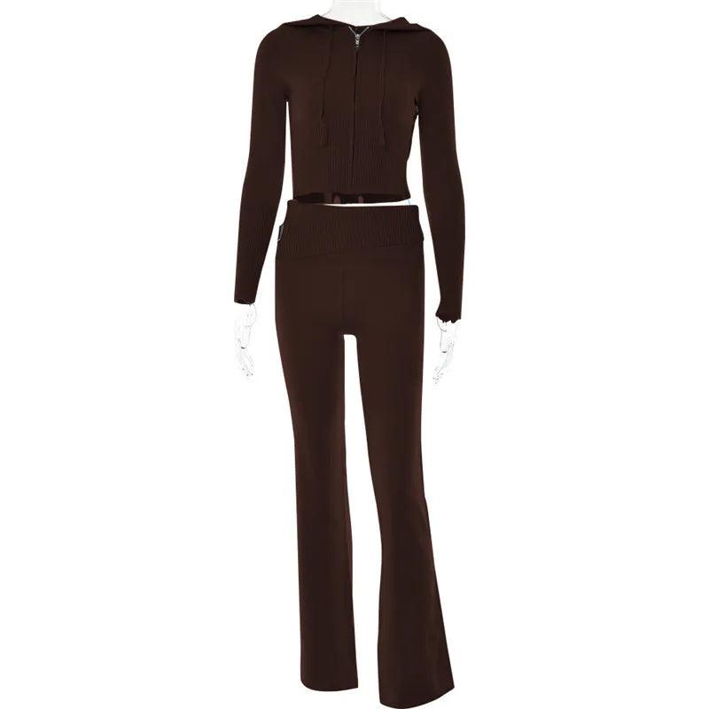 Coffee Tracksuit: Women's Hooded Sweater Set