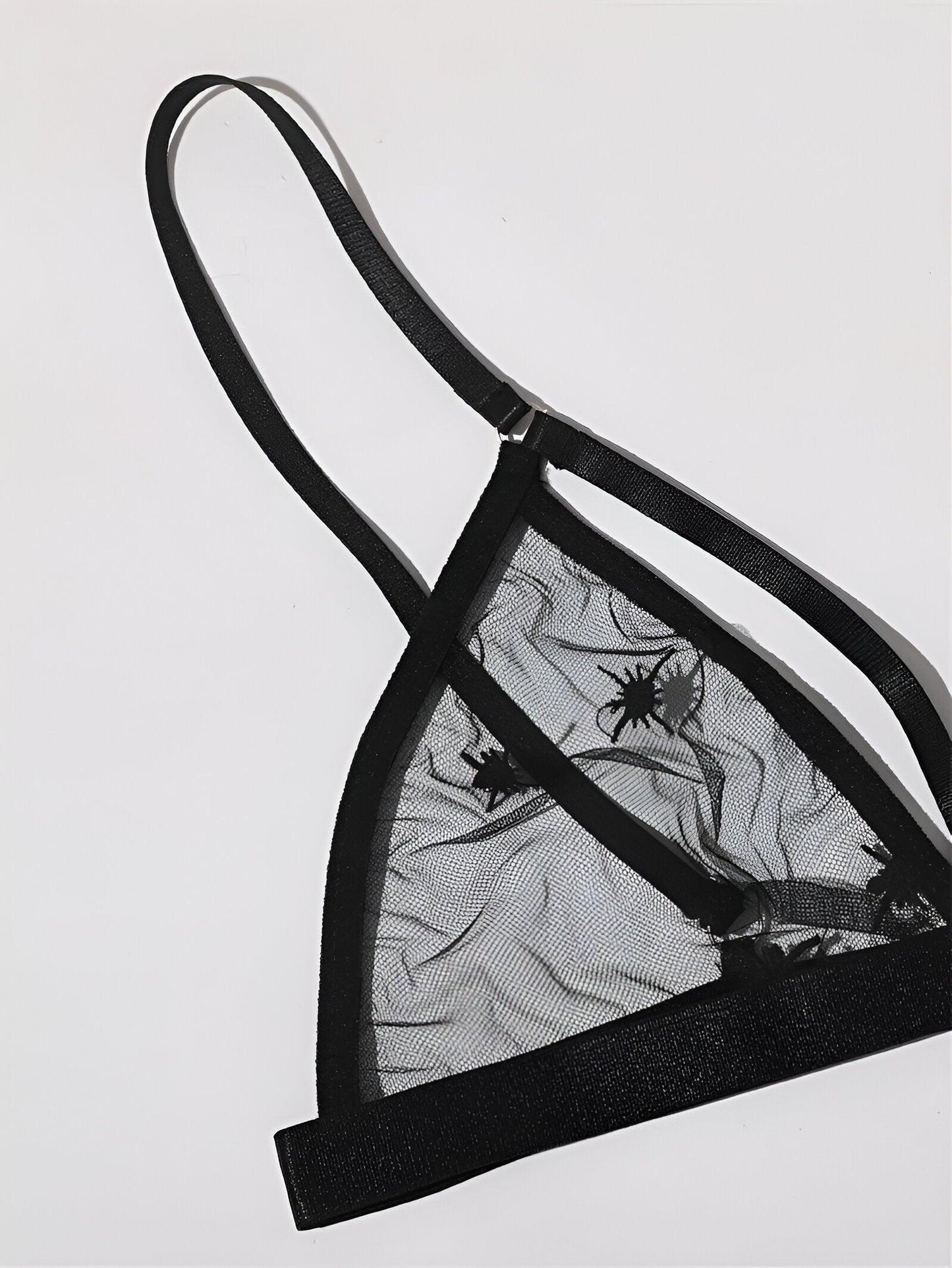 Noir Delicate Black Lace & Embroidered Linen Lingerie Set