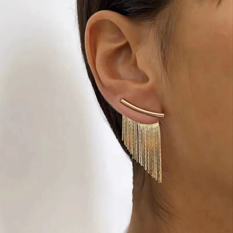 Golden Glam Tassel Gold Earrings