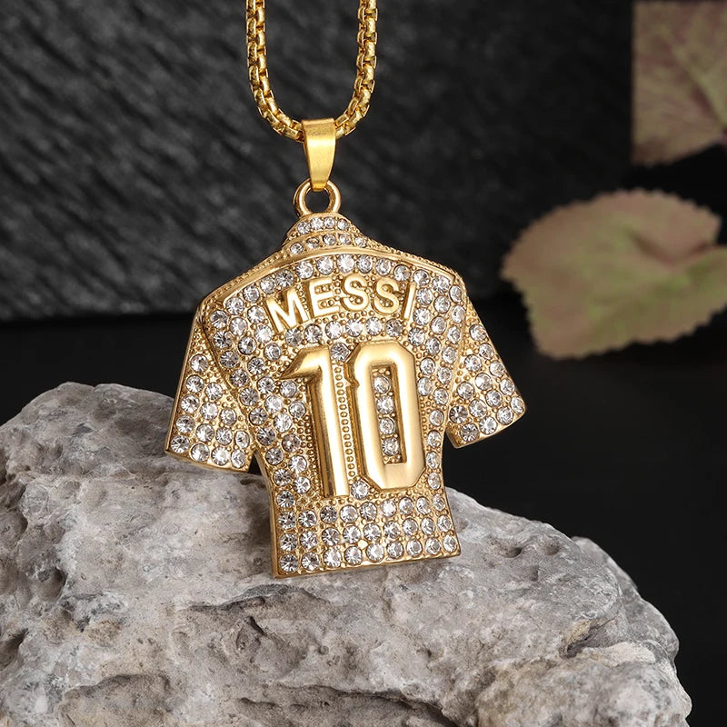Messi No. 10 Jersey Gold Pendant Necklace