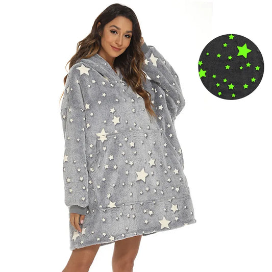 Luminous Starry Gray Hooded Blanket