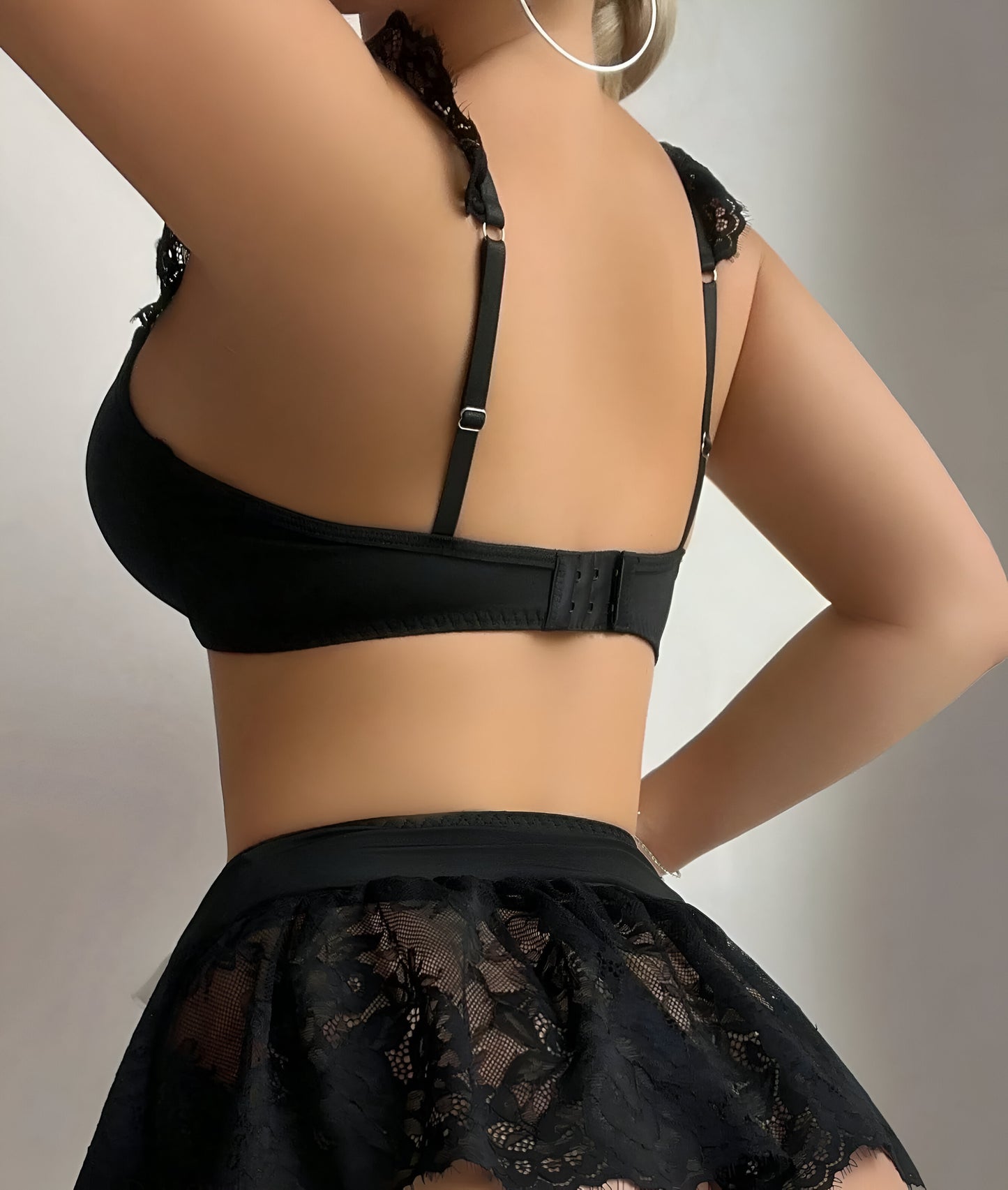 Flirty Bowknot Lace Bra 3 pcs Lingerie Set