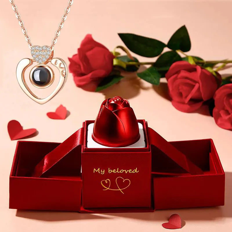 Love Projection Necklace - 100 Languages Gold 'I Love You' Pendant