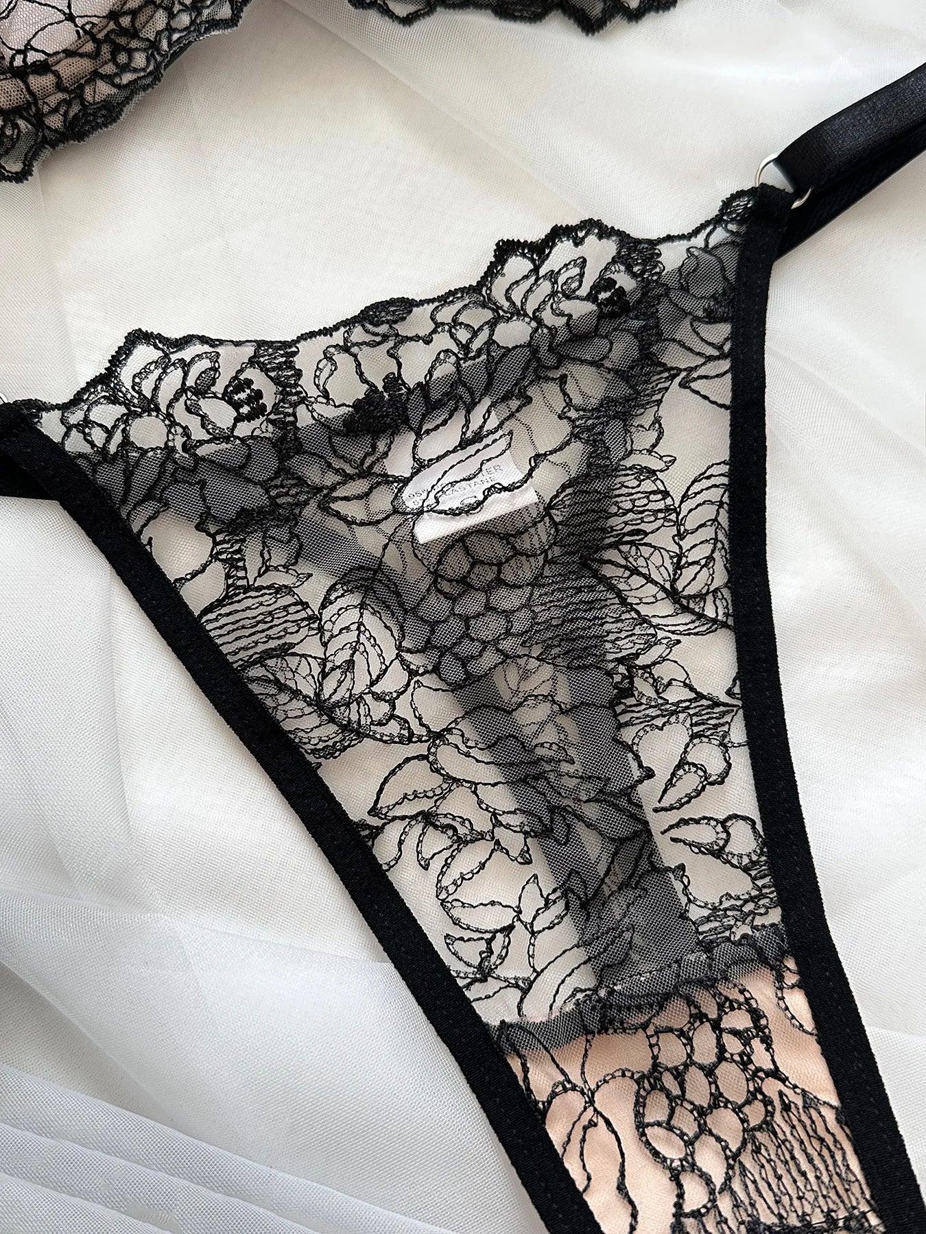Allure Unveiled Luxury Mesh Erotic Black Lingerie Set