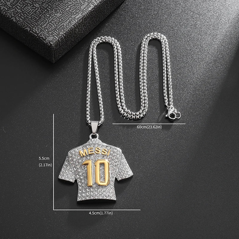 Messi No. 10 Jersey Silver Pendant Necklace