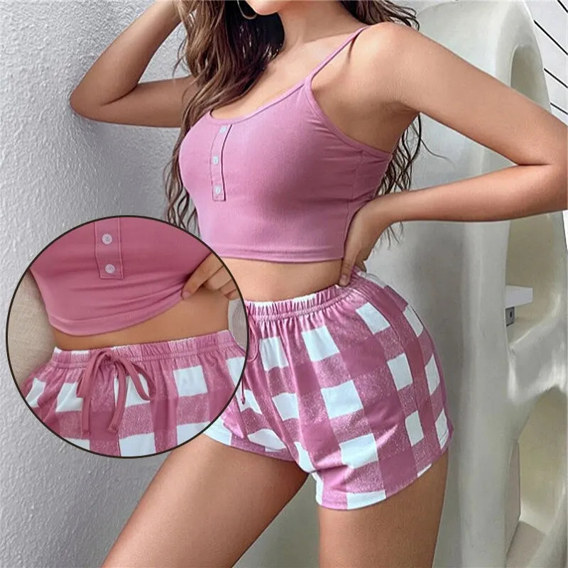 Pink Sleeveless Pajama Set