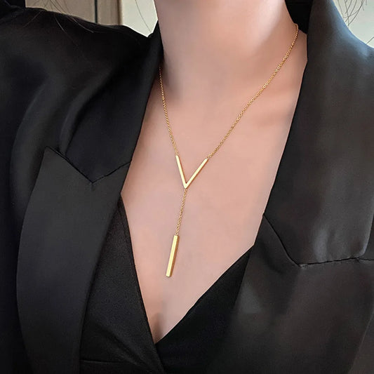 V-Shaped Long Sexy Clavicle Gold Chain Necklace