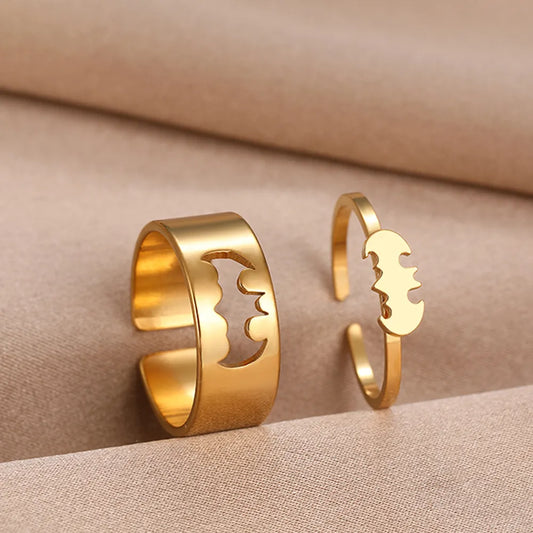 Dark Knight Gold Gothic Couple Rings
