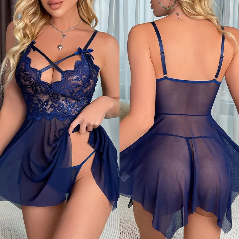 Blue Lingerie Set & Nightgown