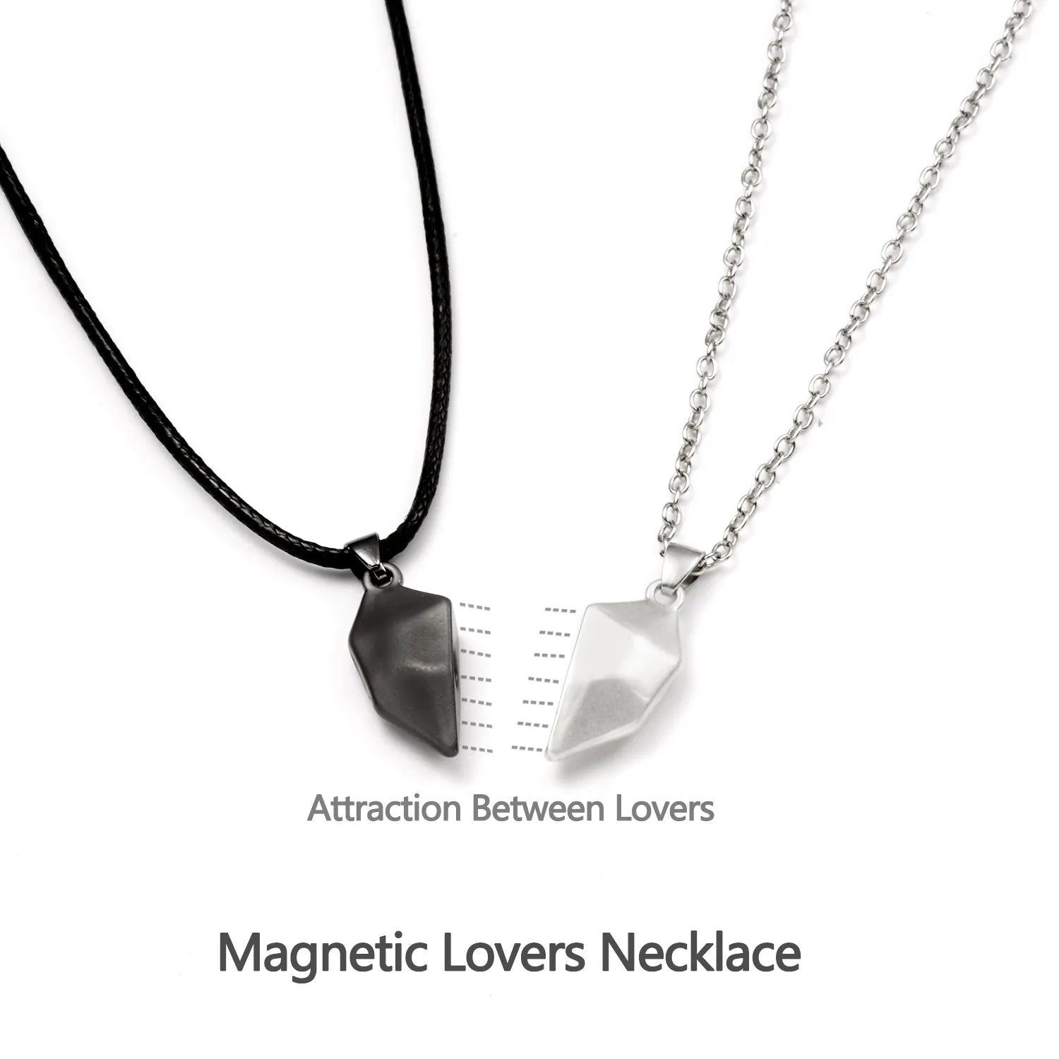 2Pcs Magnetic Heart Couple Necklace