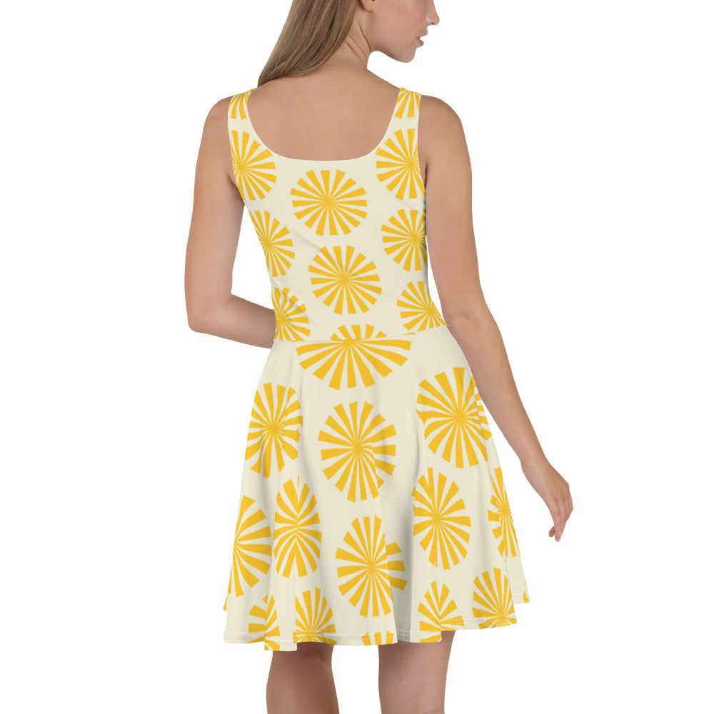 Playful Sunny Yellow Skater Dress - AllurePassion