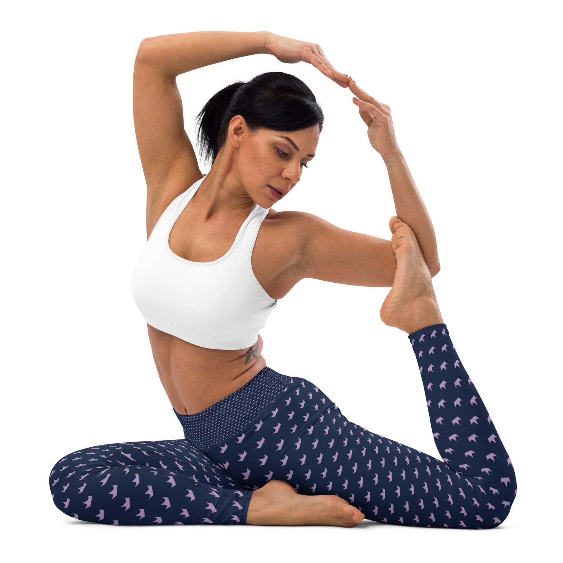 Sophisticated Classy Blue Color Yoga Leggings - AllurePassion