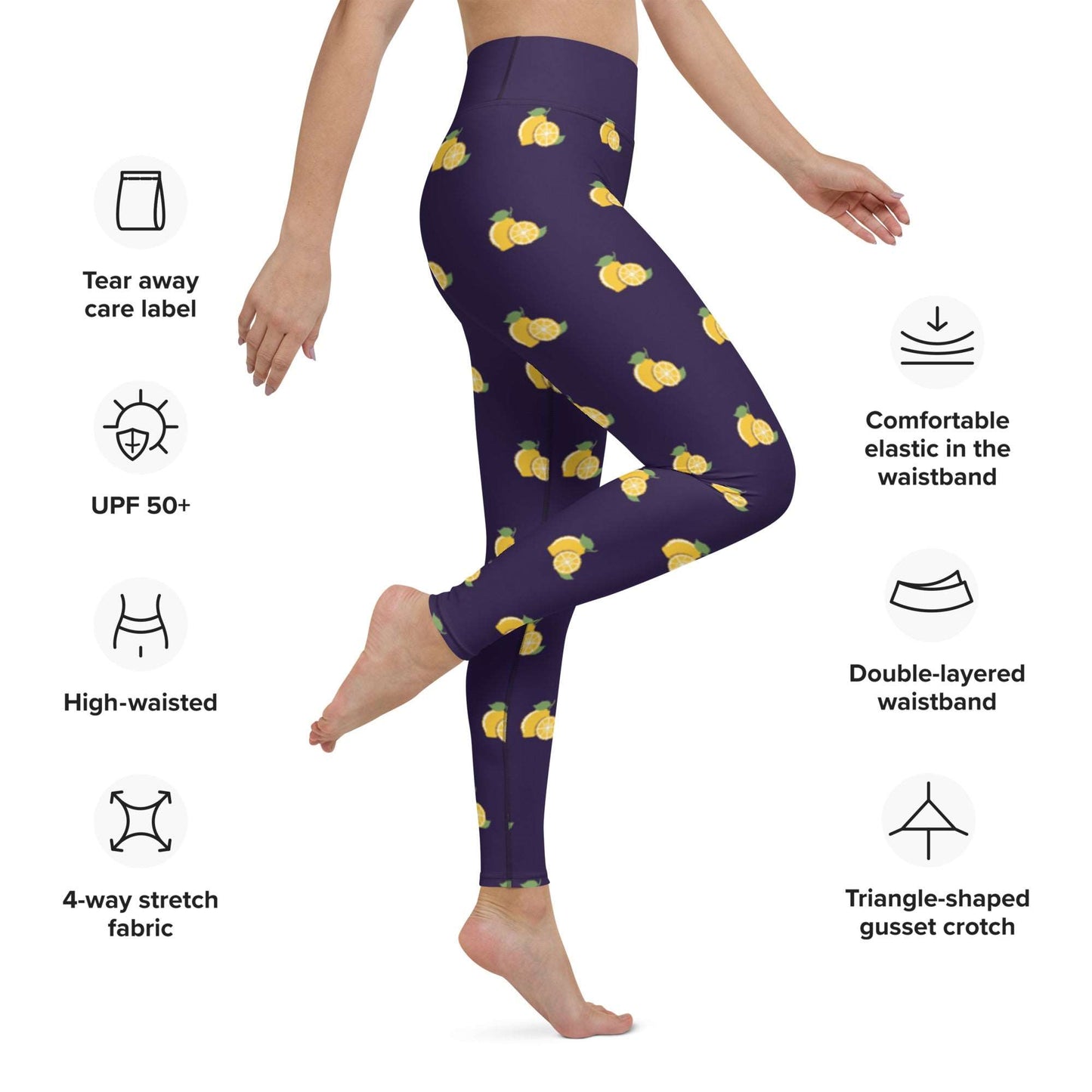 Purple Lemon Yoga Leggings - AllurePassion