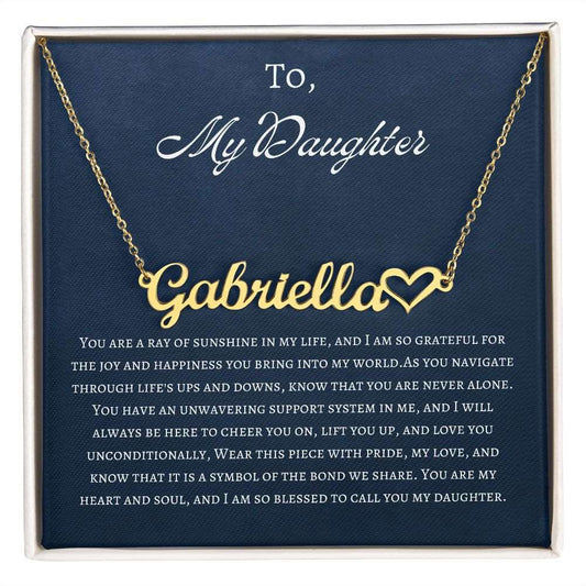 To My Daughter, Personalized Heart Name Necklace