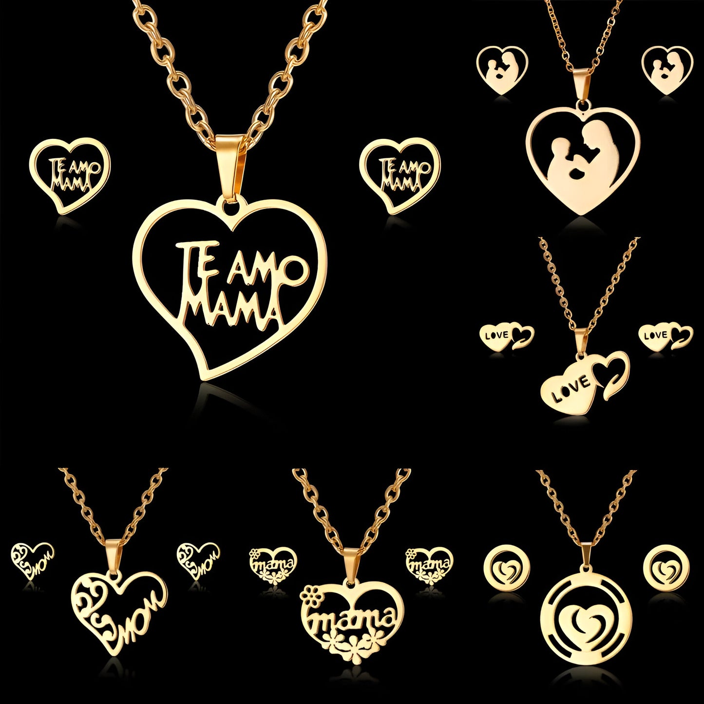 Mom's Eternal Love Radiant Jewelry Set with Necklace and Earrings
