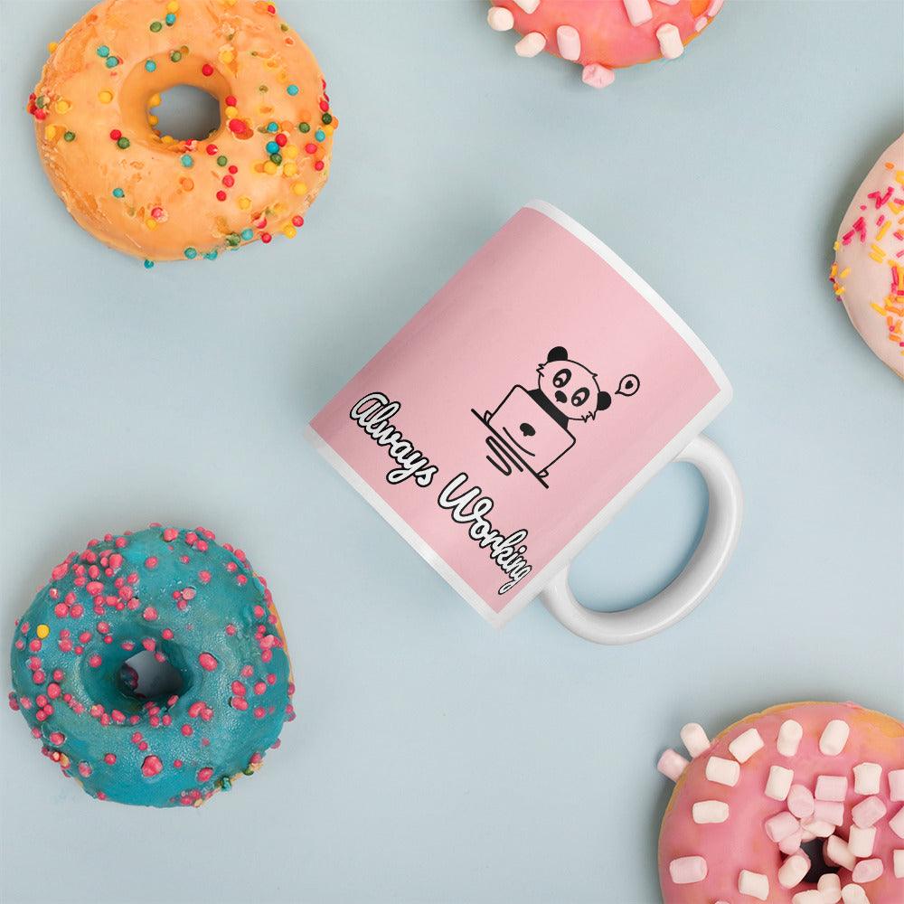 Glossy Pink Colour Coffee Panda Mug