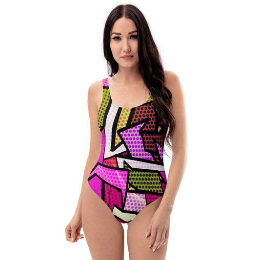 Purple Abstract Design One-Piece Swimsuit