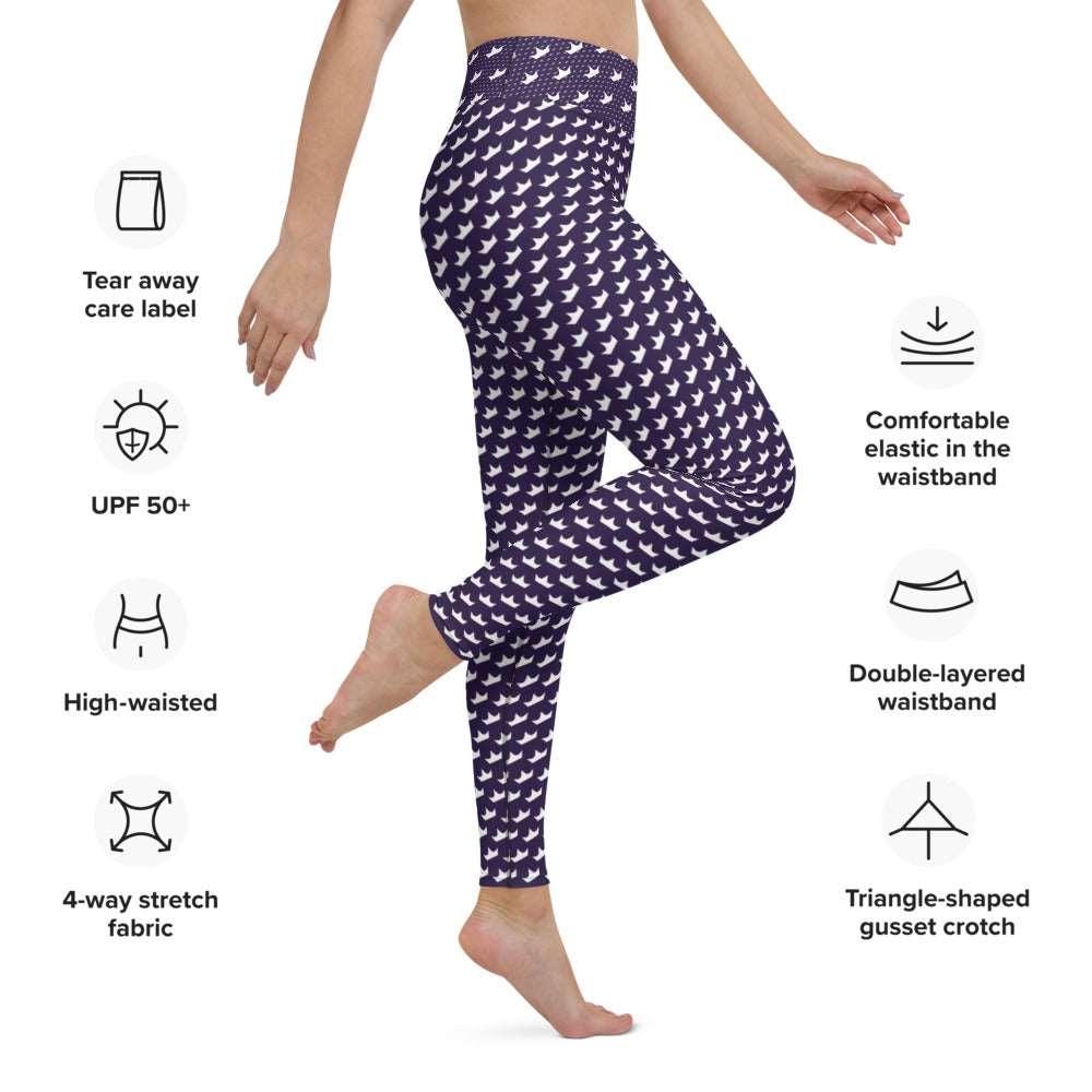 Purple Crown White Yoga Leggings
