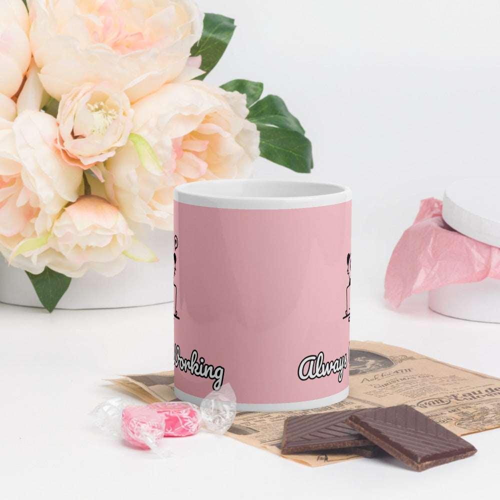 Pink Colour Coffee Panda Glossy Mug