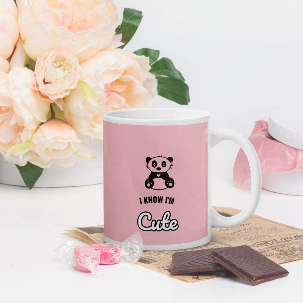 Glossy Pink Cute Panda Coffee Mug