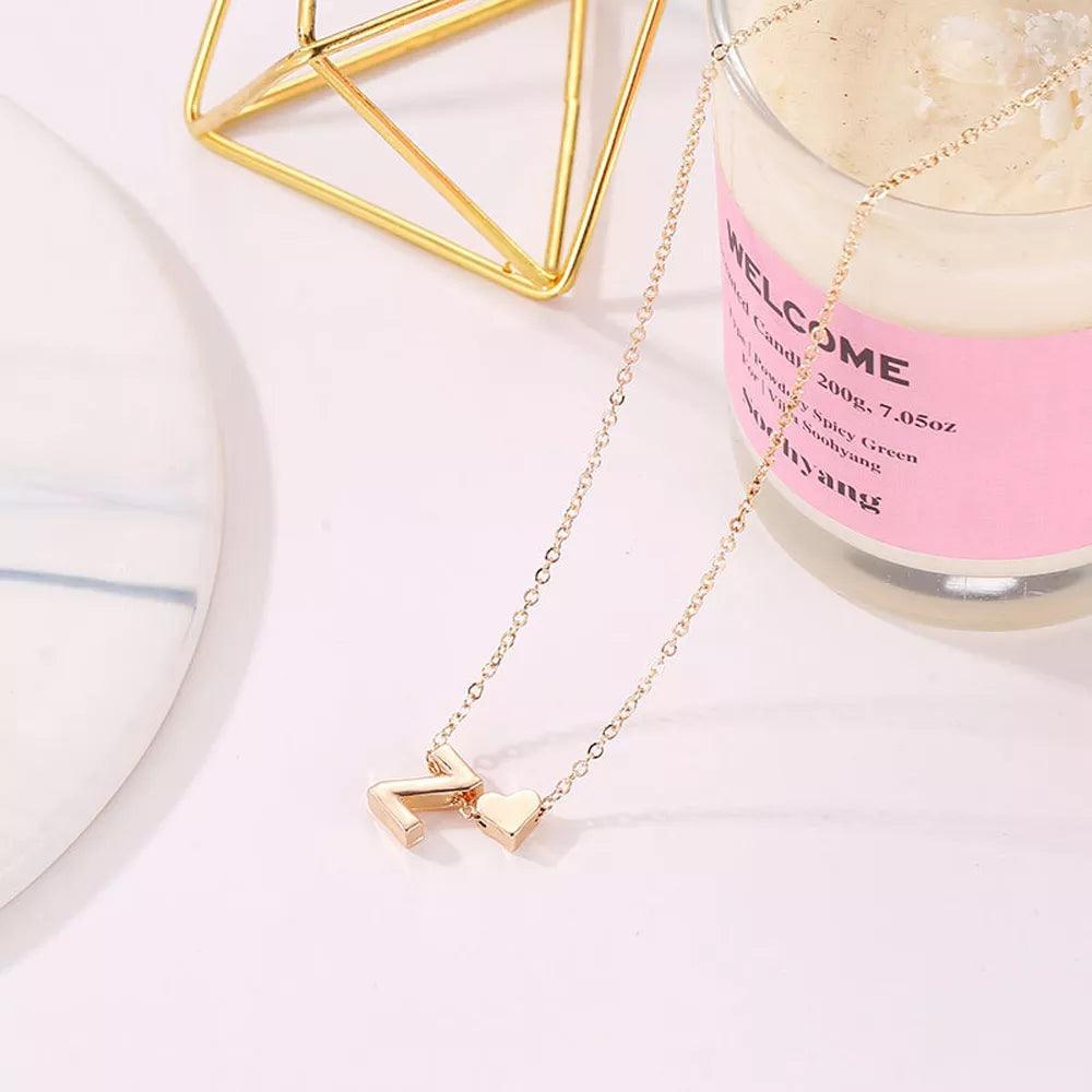 Sweet Heart Initial Gold Necklace