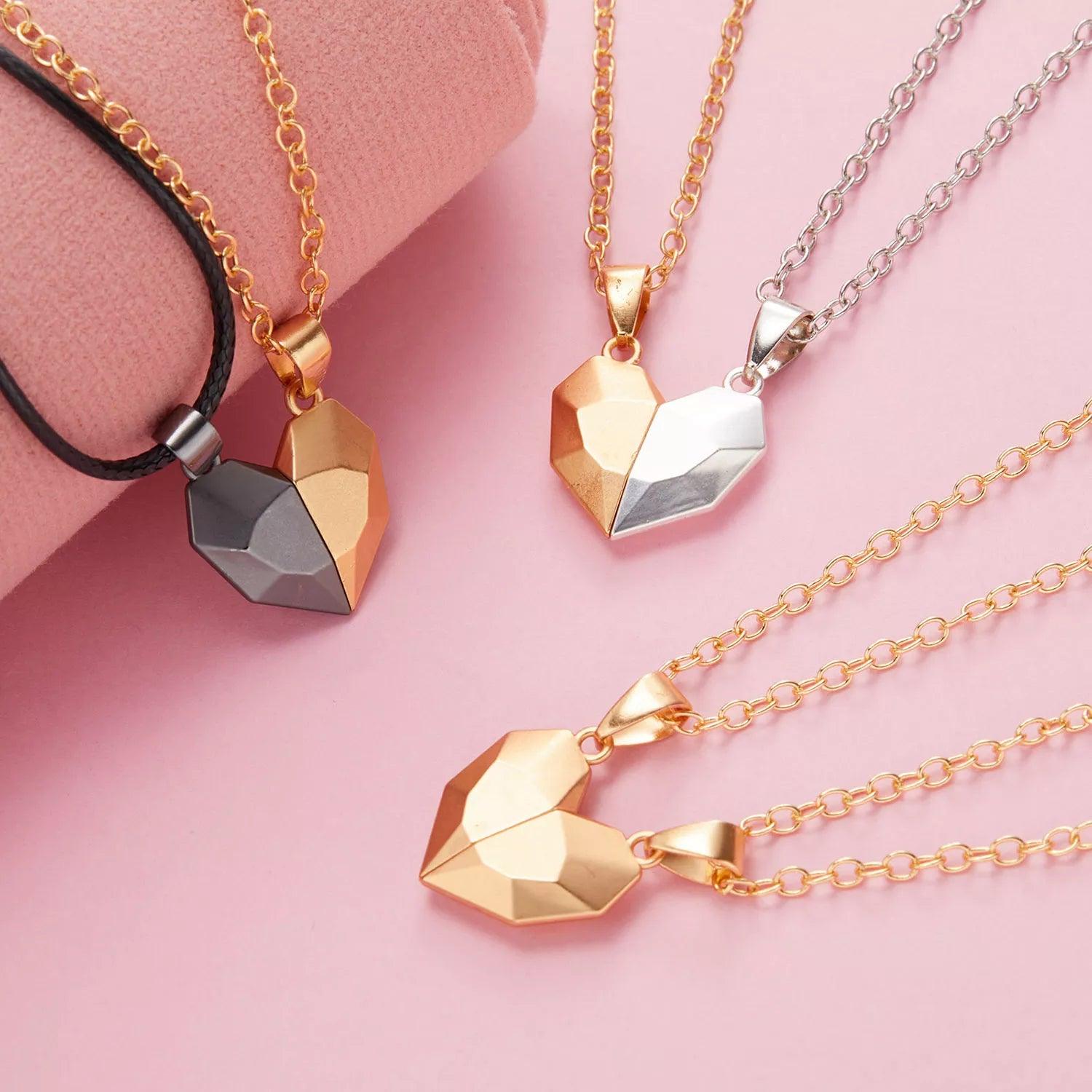 2Pcs Magnetic Heart Couple Necklace