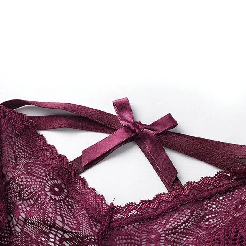 Burgundy Sexy Lace G-String: