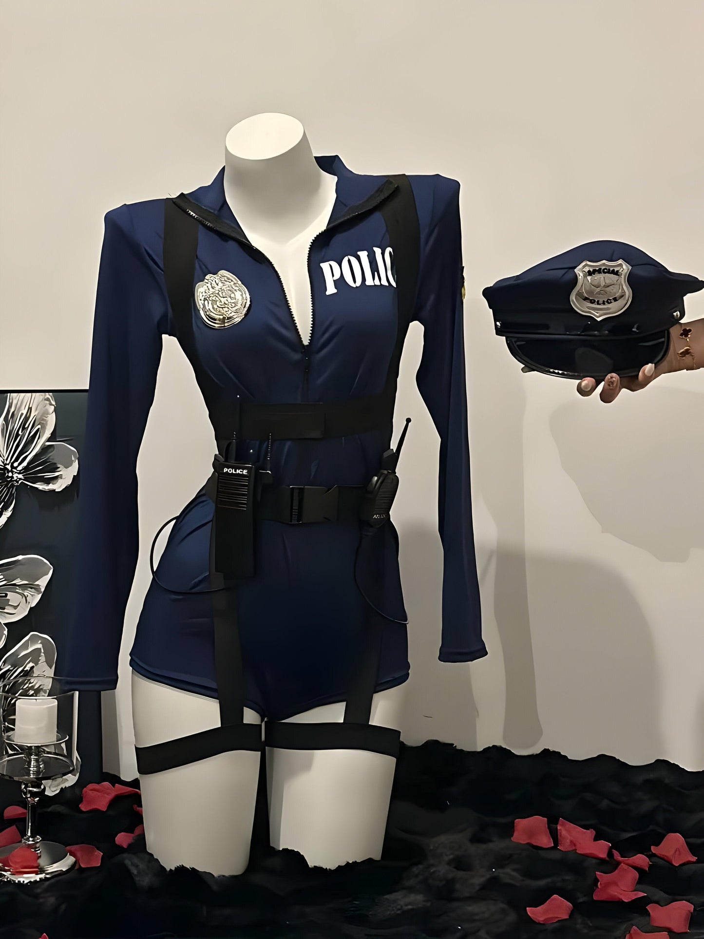 Haunted Enforcer: Police Cosplay Blue Set for Halloween