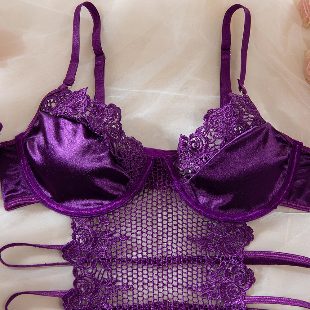 Allure Temptation Lace Lingerie Set – Royal Violet