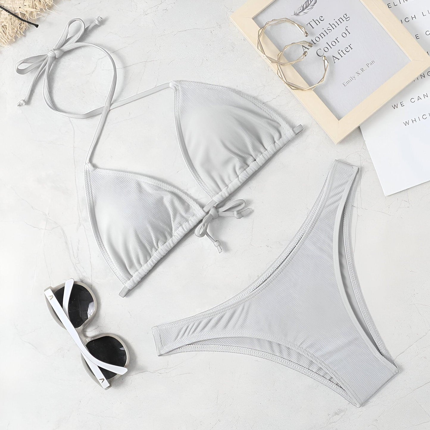 Sexy Solid Color Bikini Set: White Swimsuit