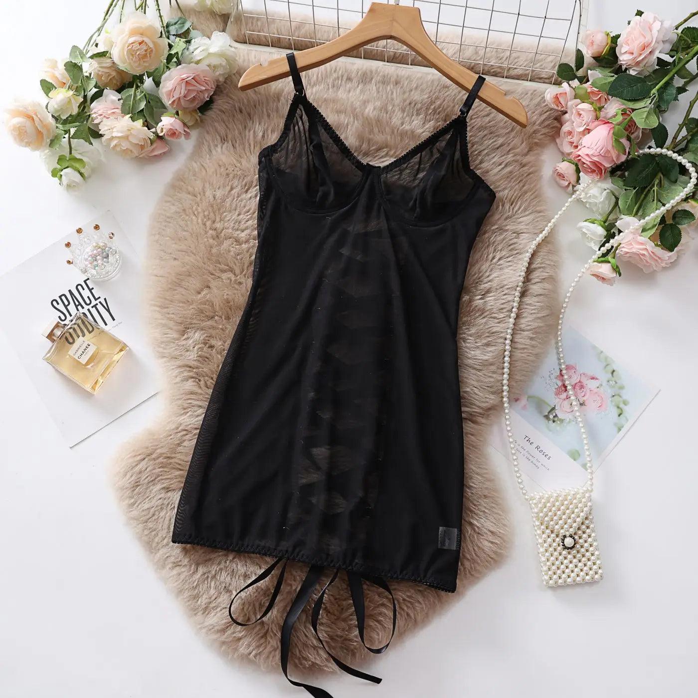 Seductive Lace Backless Dress: Sheer & Sexy Lingerie – Allure Passion