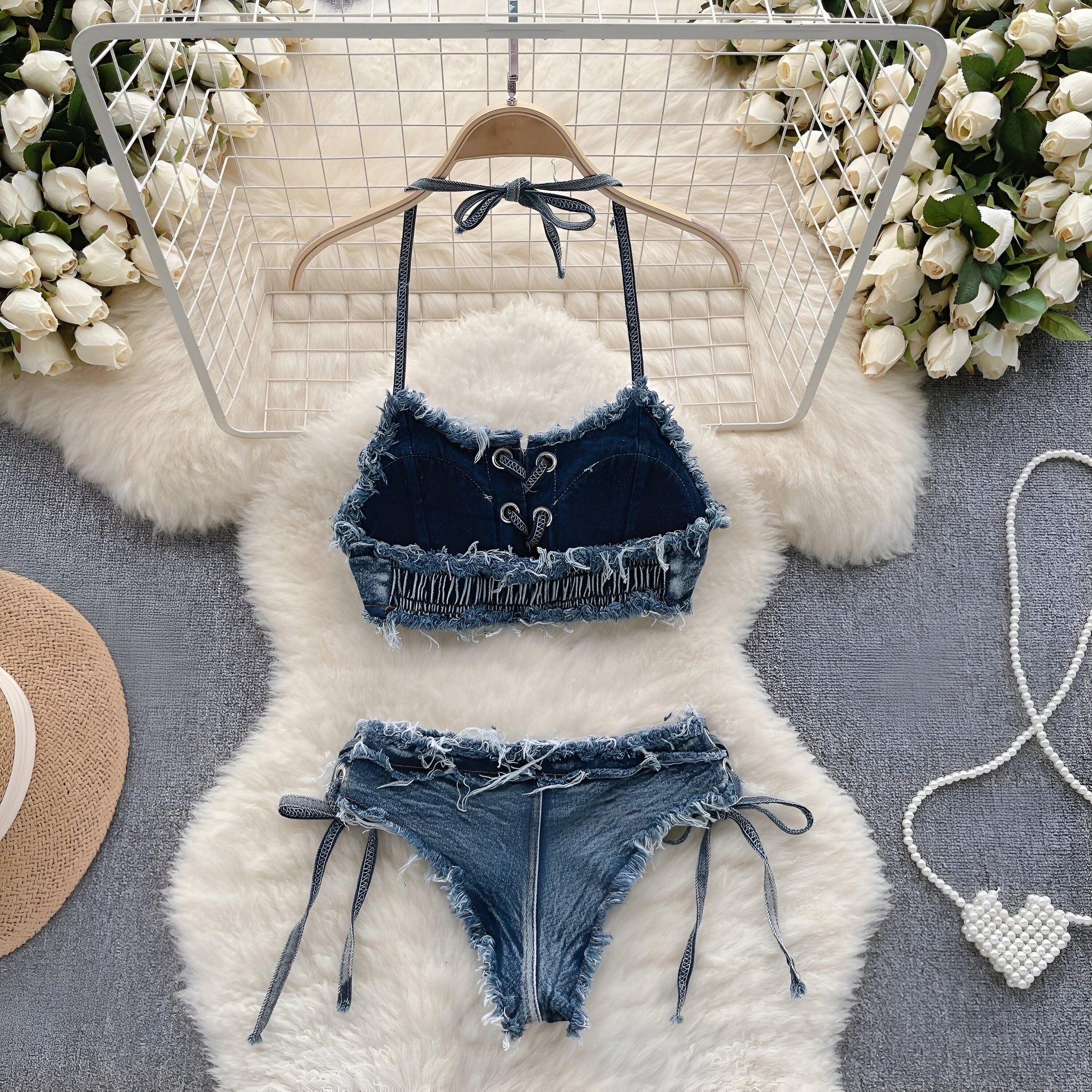 Retro Denim Bikini Set Summer Swimwear