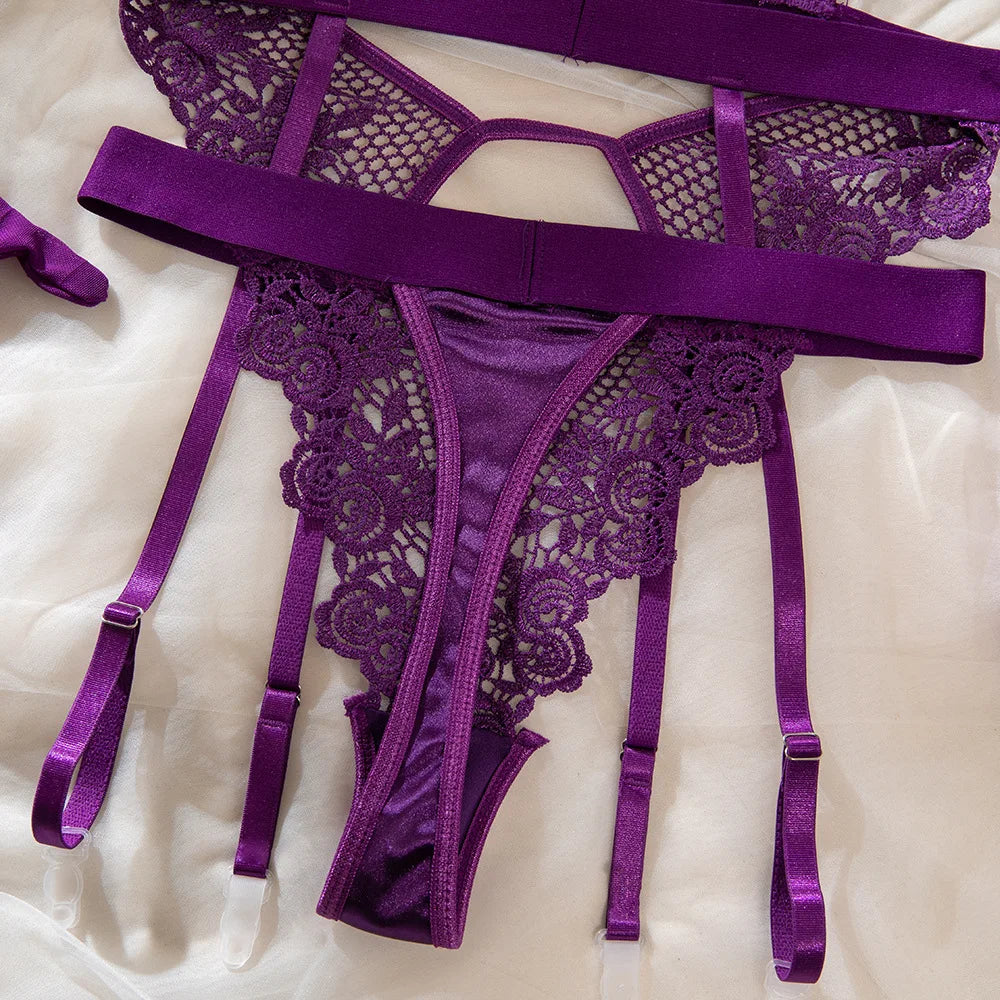 Allure Temptation Lace Lingerie Set – Royal Violet