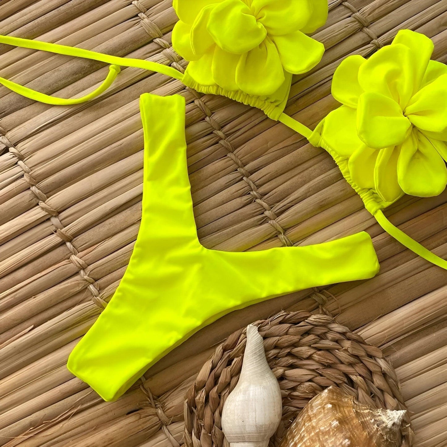 Floral Fantasy Micro Bikini Lime Green Set - Women's Sizzling Swimwear