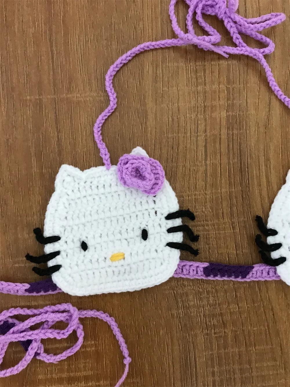 Meow Magic: Hello Kitty Crochet Purple Bikini Set 