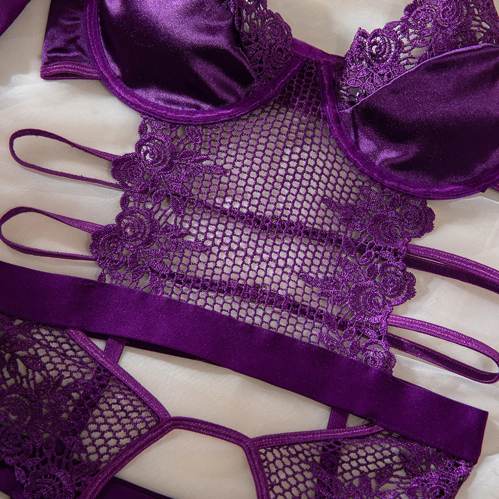 Allure Temptation Lace Lingerie Set – Royal Violet